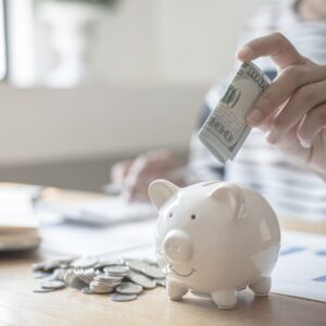 a person saving money