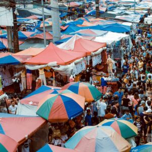 a variety of tents at a market